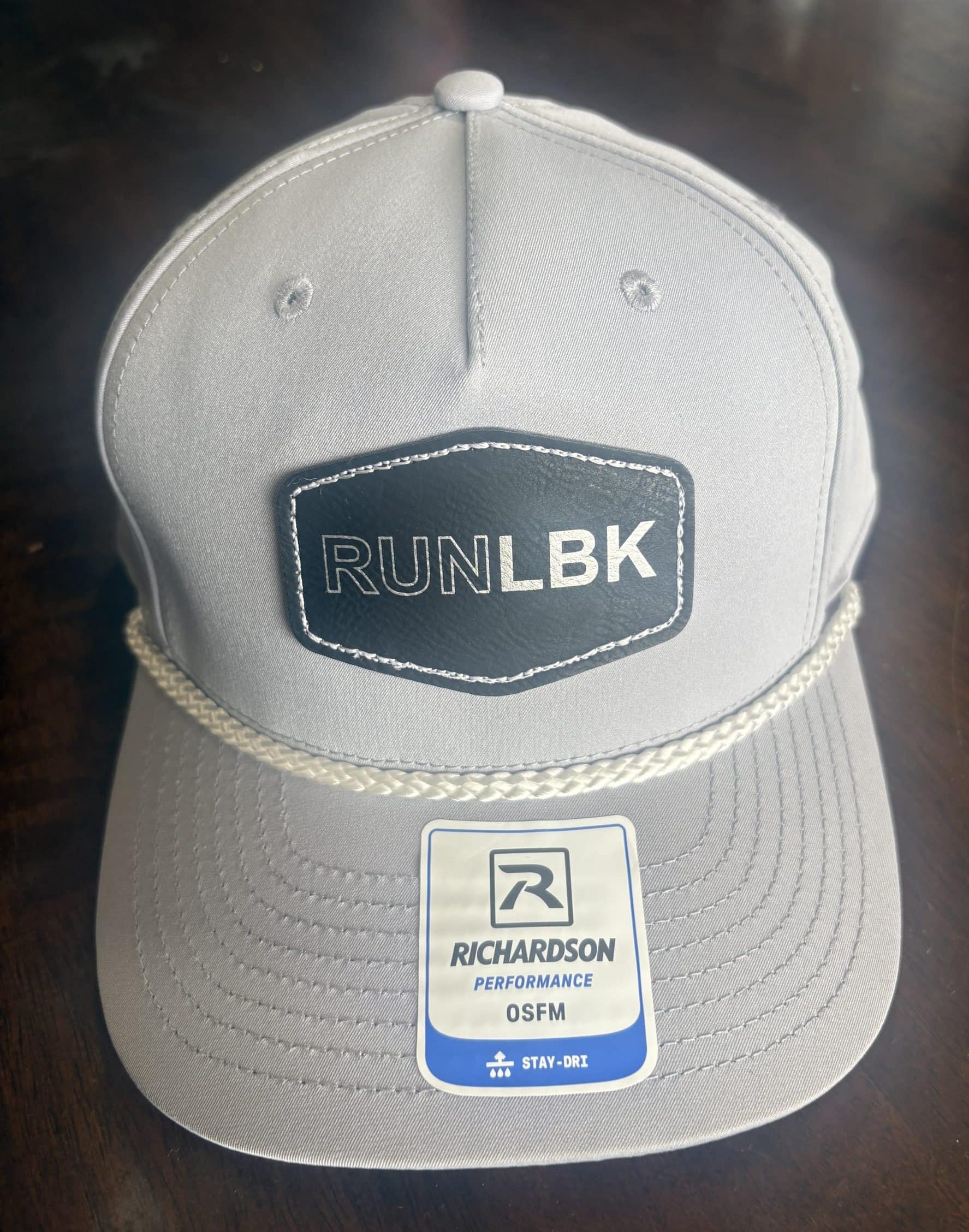 RUNLBK Light Grey/White Patch Logo Richardson 5-Panel Classic Rope Cap
