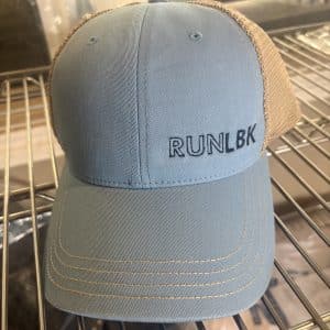 RUNLBK Colombia blue/Khaki Embroidery Logo Richardson Garment Washed Trucker Cap