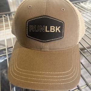 RUNLBK Driftwood/Khaki Patch Logo Richardson Garment Washed Trucker Cap