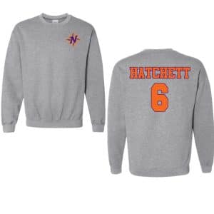NOMADS BASEBALL Personalized Gildan Sweatshirt Sport Grey Embroidered Front Design
